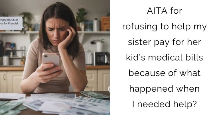 AITA for refusing to help my sister pay for her kid’s medical bills because of what happened when I needed help?