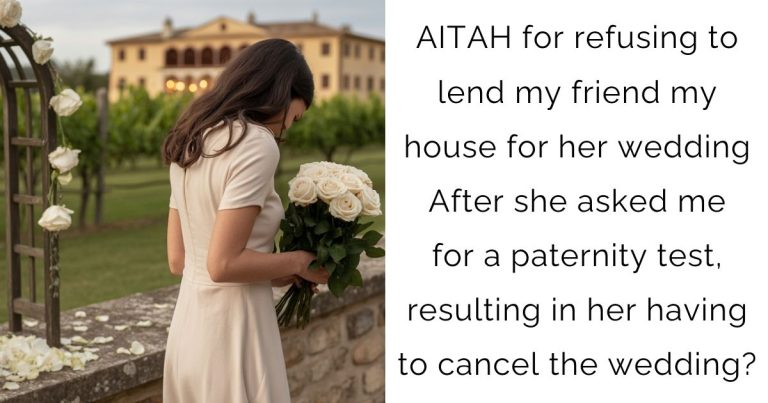 AITAH for refusing to lend my friend my house for her wedding After she asked me for a paternity test, resulting in her having to cancel the wedding?