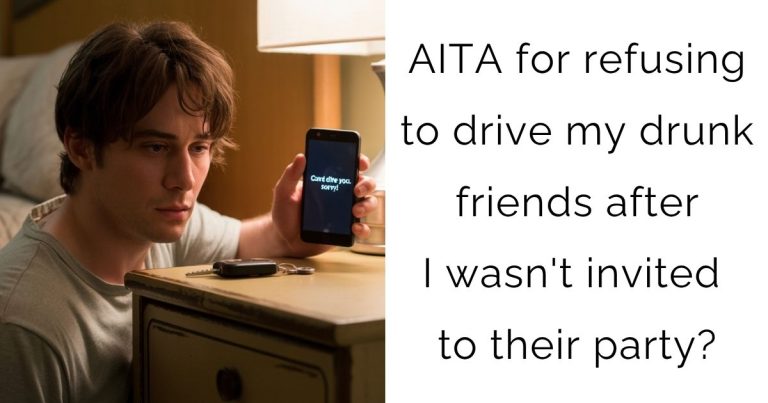 AITA for refusing to drive my drunk friends after I wasn’t invited to their party?
