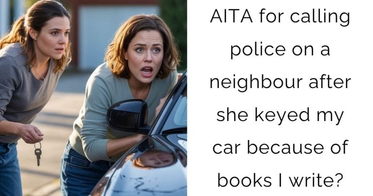 AITA for calling police on a neighbour after she keyed my car because of books I write?