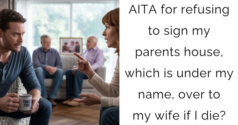 AITA for refusing to sign my parents house, which is under my name, over to my wife if I die?
