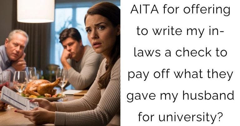 AITA for offering to write my in-laws a check to pay off what they gave my husband for university?