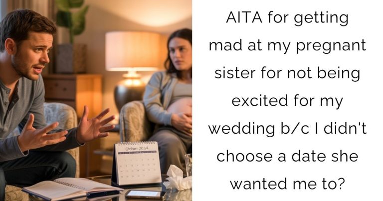 AITA for getting mad at my pregnant sister for not being excited for my wedding b/c I didn’t choose a date she wanted me to?