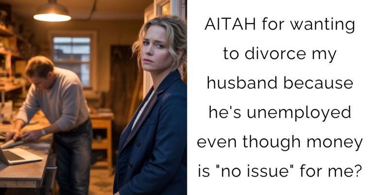 AITAH for wanting to divorce my husband because he’s unemployed even though money is “no issue” for me?