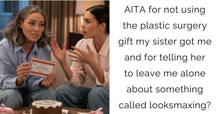 AITA for not using the plastic surgery gift my sister got me and for telling her to leave me alone about something called looksmaxing?