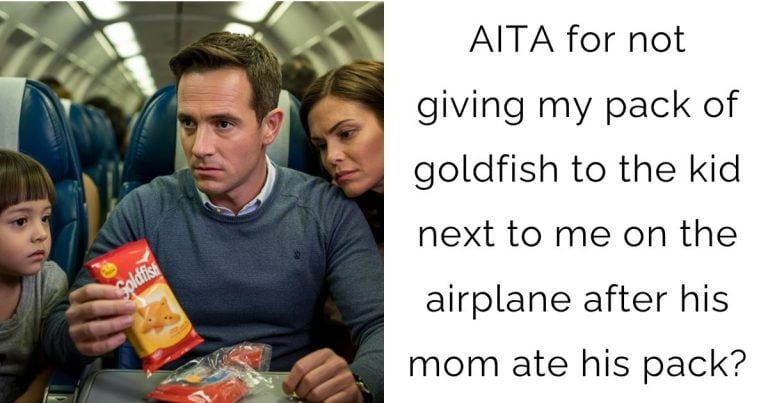 AITA for not giving my pack of goldfish to the kid next to me on the airplane after his mom ate his pack?