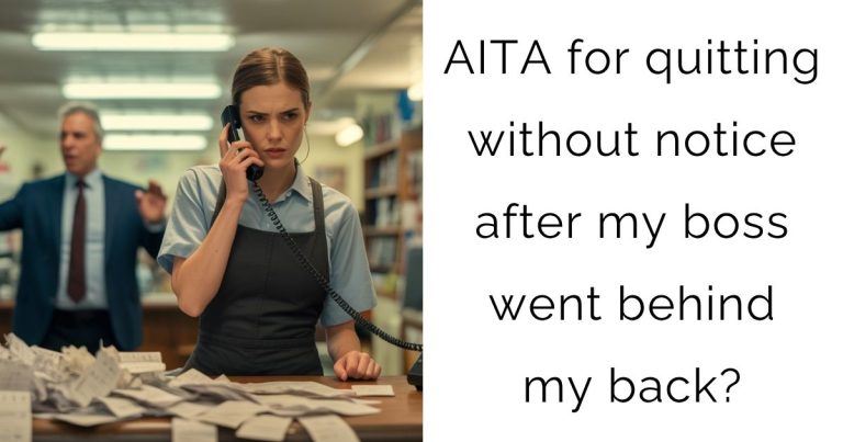 AITA for quitting without notice after my boss went behind my back?