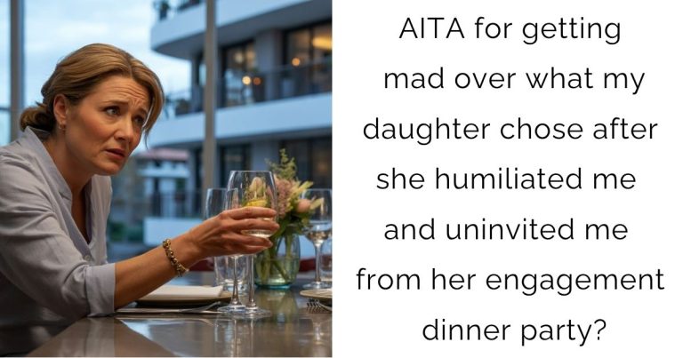AITA for getting mad over what my daughter chose after she humiliated me and uninvited me from her engagement dinner party?