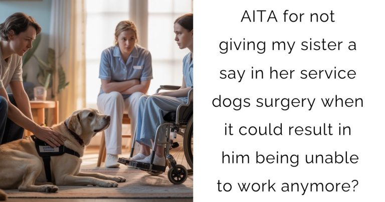 AITA for not giving my sister a say in her service dogs surgery when it could result in him being unable to work anymore?