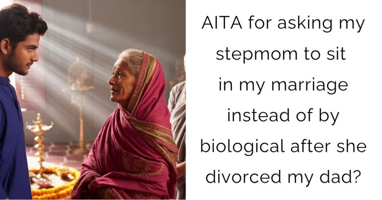 AITA for asking my stepmom to sit in my marriage instead of by biological after she divorced my dad?