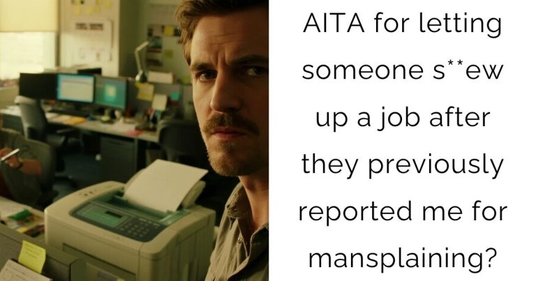 AITA for letting someone s**ew up a job after they previously reported me for mansplaining?