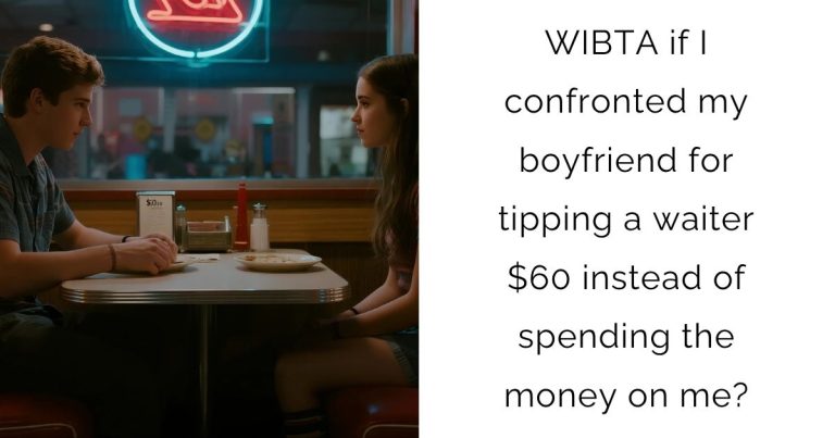 WIBTA if I confronted my boyfriend for tipping a waiter $60 instead of spending the money on me?