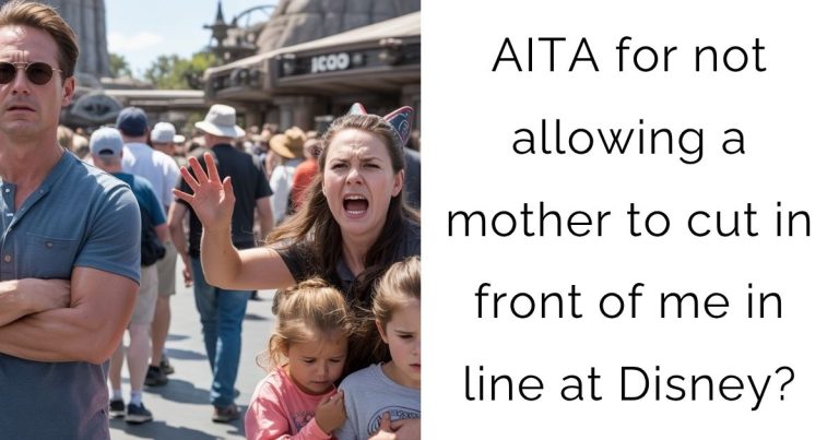 AITA for not allowing a mother to cut in front of me in line at Disney?