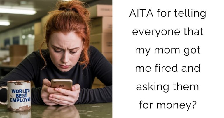 AITA for telling everyone that my mom got me fired and asking them for money?