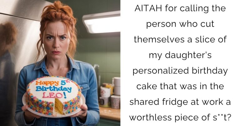AITAH for calling the person who cut themselves a slice of my daughter’s personalized birthday cake that was in the shared fridge at work a worthless piece of s**t?