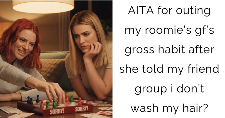 AITA for outing my roomie’s gf’s gross habit after she told my friend group i don’t wash my hair?