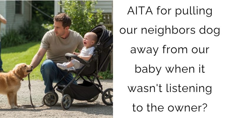 AITA for pulling our neighbors dog away from our baby when it wasn’t listening to the owner?