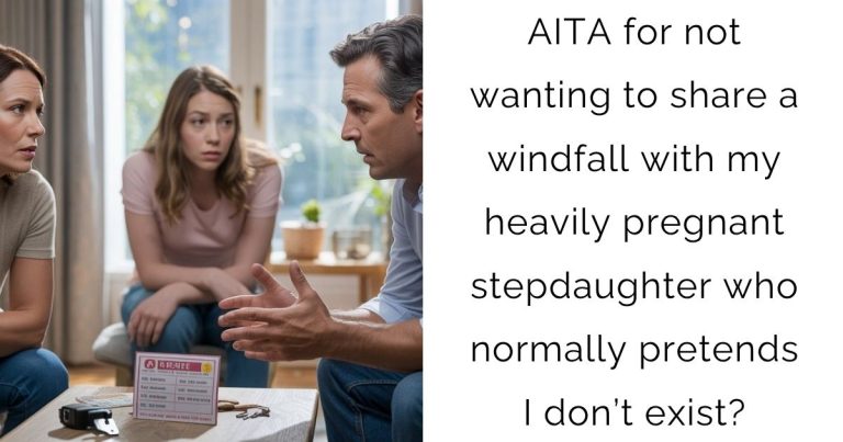 AITA for not wanting to share a windfall with my heavily pregnant stepdaughter who normally pretends I don’t exist?
