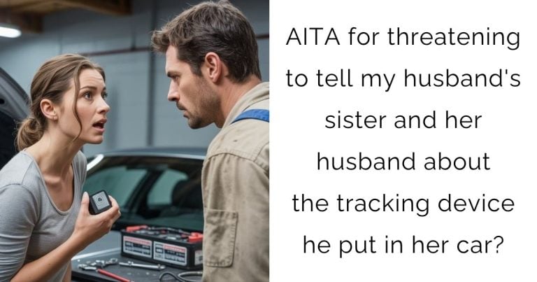 AITA for threatening to tell my husband’s sister and her husband about the tracking device he put in her car?