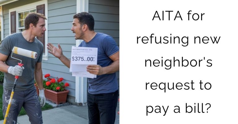 AITA for refusing new neighbor’s request to pay a bill?