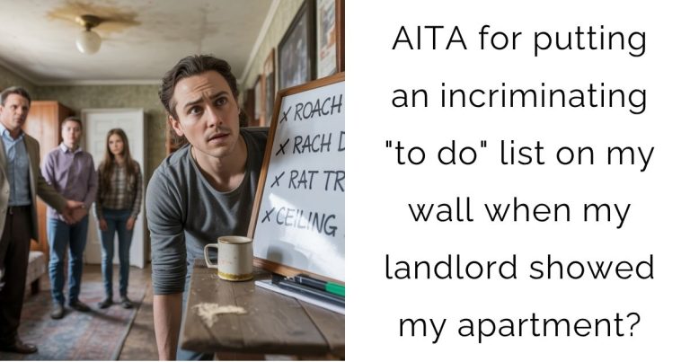 AITA for putting an incriminating “to do” list on my wall when my landlord showed my apartment?