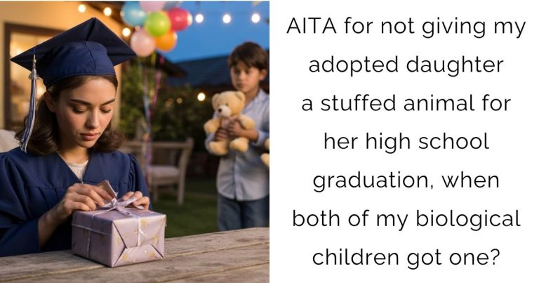 AITA for not giving my adopted daughter a stuffed animal for her high school graduation, when both of my biological children got one?