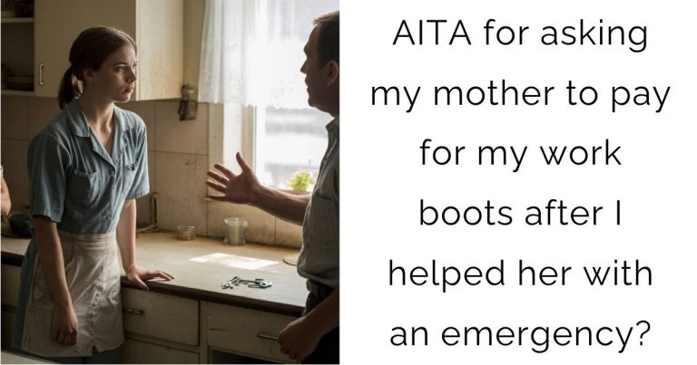 AITA for asking my mother to pay for my work boots after I helped her with an emergency?