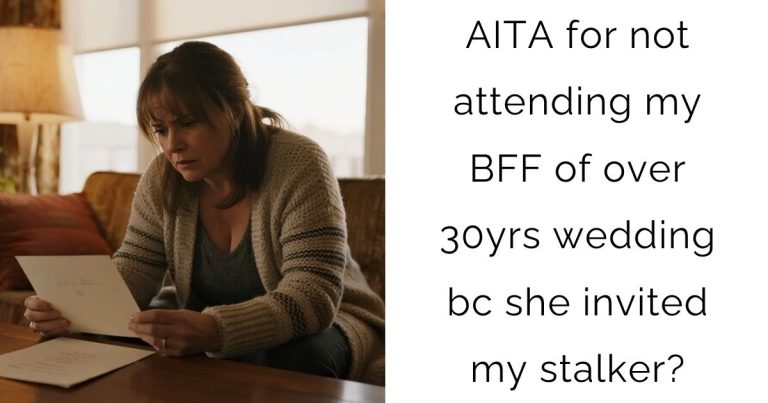 AITA for not attending my BFF of over 30yrs wedding bc she invited my stalker?