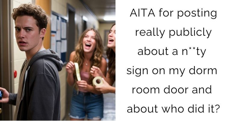 AITA for posting really publicly about a n**ty sign on my dorm room door and about who did it?