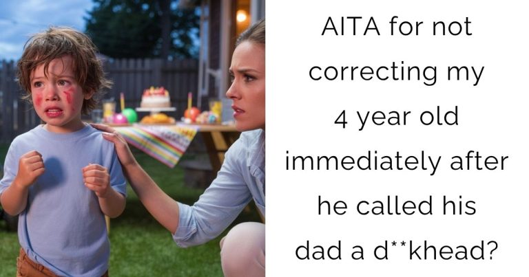 AITA for not correcting my 4 year old immediately after he called his dad a d**khead?