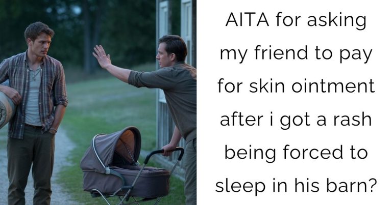 AITA for asking my friend to pay for skin ointment after i got a rash being forced to sleep in his barn?