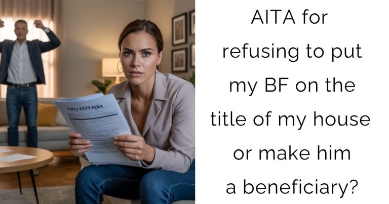 AITA for refusing to put my BF on the title of my house or make him a beneficiary?