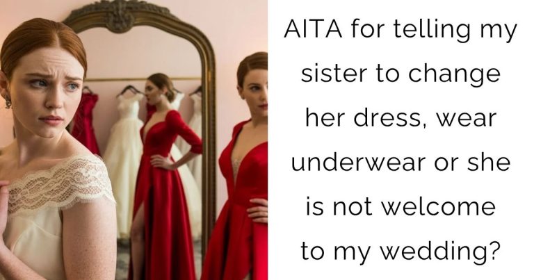 AITA for telling my sister to change her dress, wear underwear or she is not welcome to my wedding?