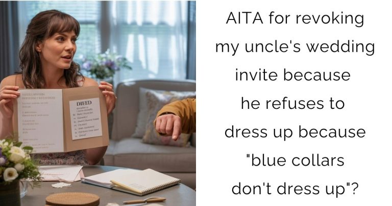 AITA for revoking my uncle’s wedding invite because he refuses to dress up because “blue collars don’t dress up”?