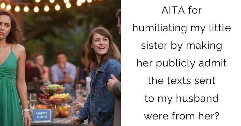 AITA for humiliating my little sister by making her publicly admit the texts sent to my husband were from her?