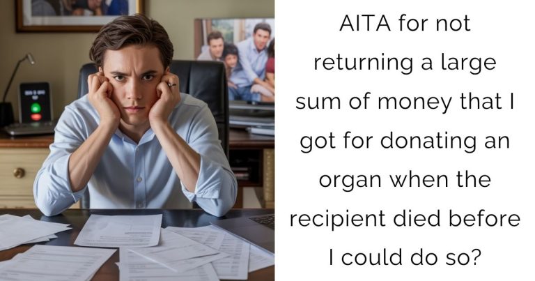 AITA for not returning a large sum of money that I got for donating an organ when the recipient died before I could do so?