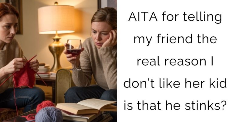 AITA for telling my friend the real reason I don’t like her kid is that he stinks?