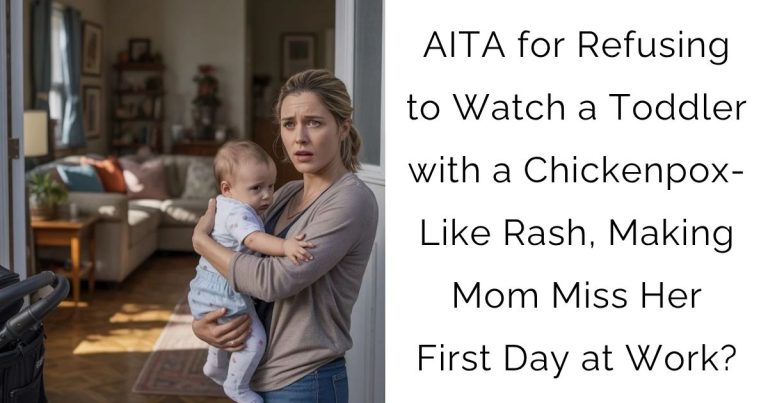 AITA for Refusing to Watch a Toddler with a Chickenpox-Like Rash, Making Mom Miss Her First Day at Work?