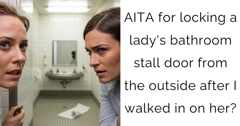 AITA for locking a lady’s bathroom stall door from the outside after I walked in on her?