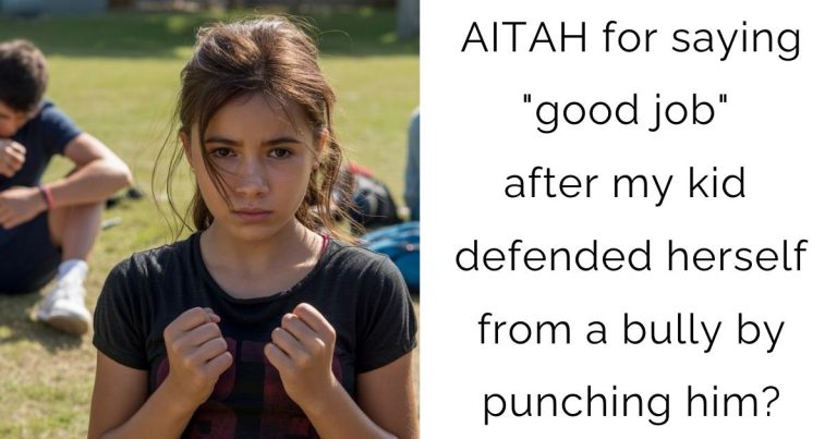 AITAH for saying “good job” after my kid defended herself from a bully by punching him?