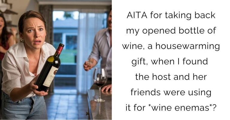 AITA for taking back my opened bottle of wine, a housewarming gift, when I found the host and her friends were using it for “wine enemas”?