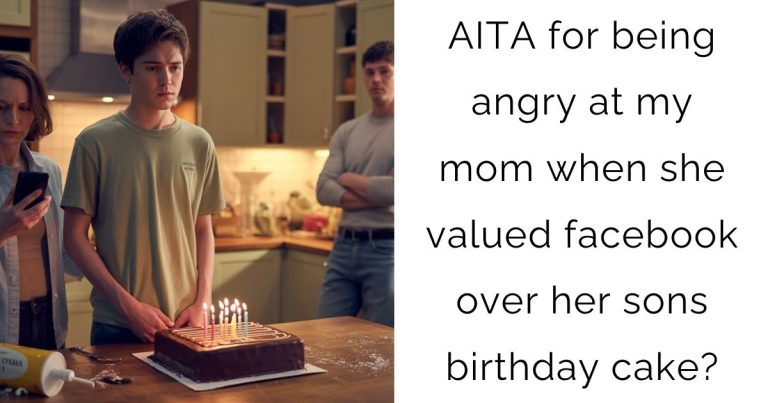 AITA for being angry at my mom when she valued facebook over her sons birthday cake?