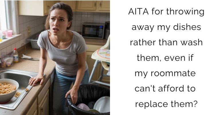 AITA for throwing away my dishes rather than wash them, even if my roommate can’t afford to replace them?