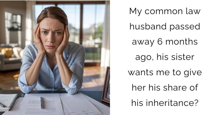 My common law husband passed away 6 months ago, his sister wants me to give her his share of his inheritance?