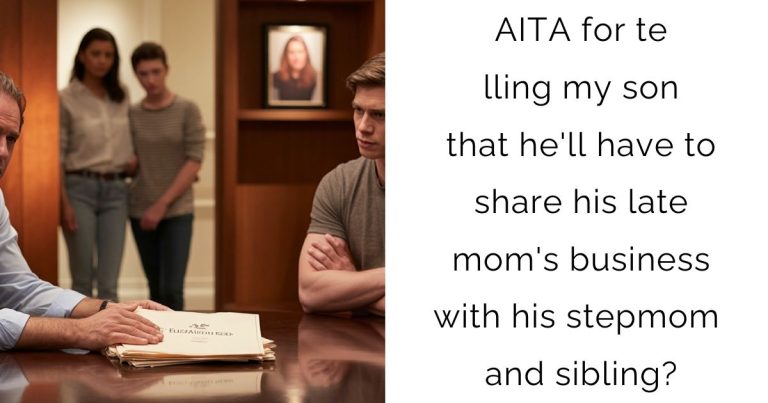 AITA for telling my son that he’ll have to share his late mom’s business with his stepmom and sibling?
