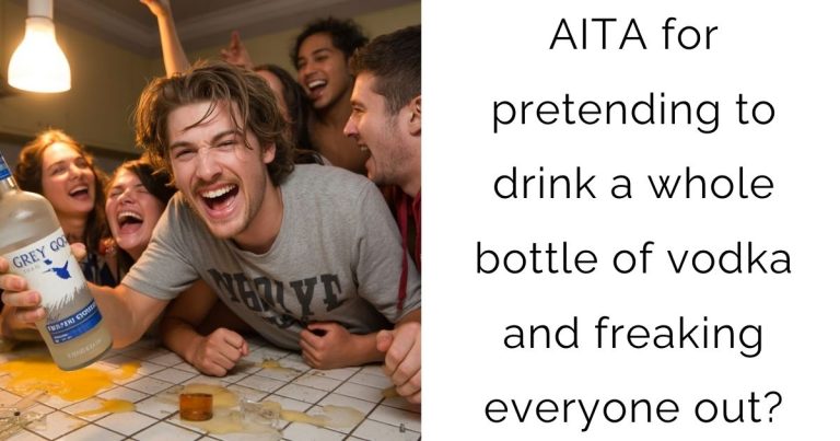 AITA for pretending to drink a whole bottle of vodka and freaking everyone out?
