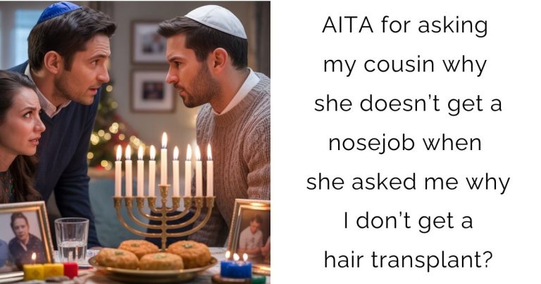 AITA for asking my cousin why she doesn’t get a nosejob when she asked me why I don’t get a hair transplant?