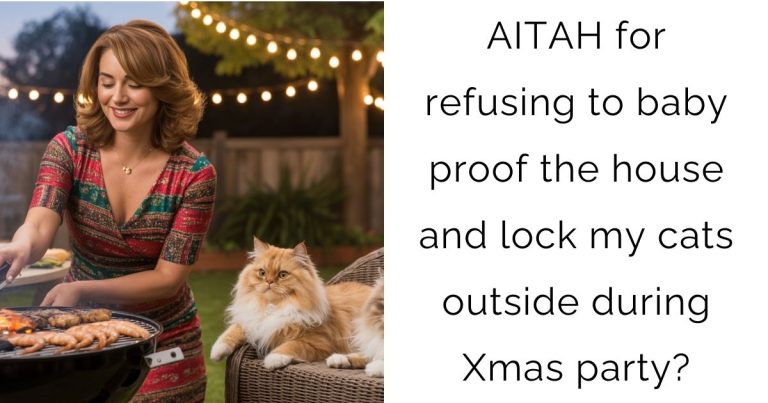 AITAH for refusing to baby proof the house and lock my cats outside during Xmas party?