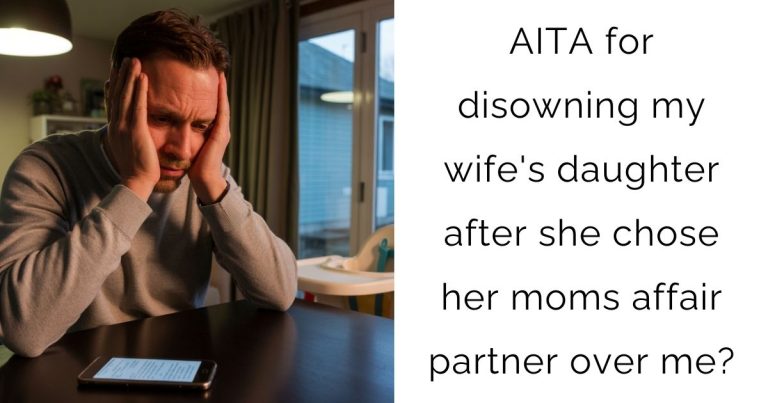 AITA for disowning my wife’s daughter after she chose her moms affair partner over me?