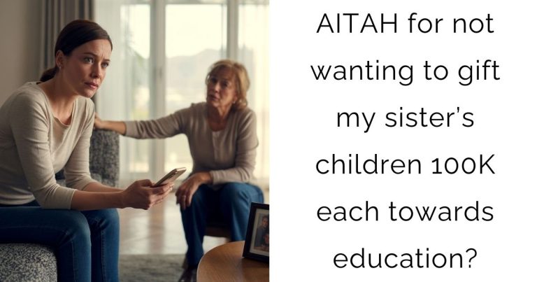 AITAH for not wanting to gift my sister’s children 100K each towards education?